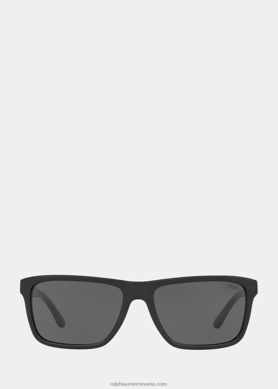 roșu bărbați Ralph Lauren ochelari de soare dreptunghiulari cu dungi 046882785