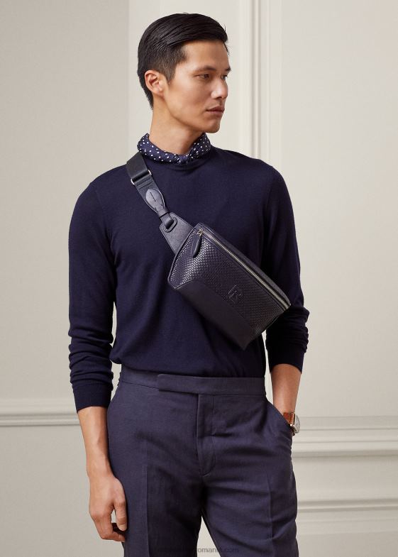 președinte marinei bărbați Ralph Lauren pachet de talie din piele de vițel cu panouri țesute 046888961