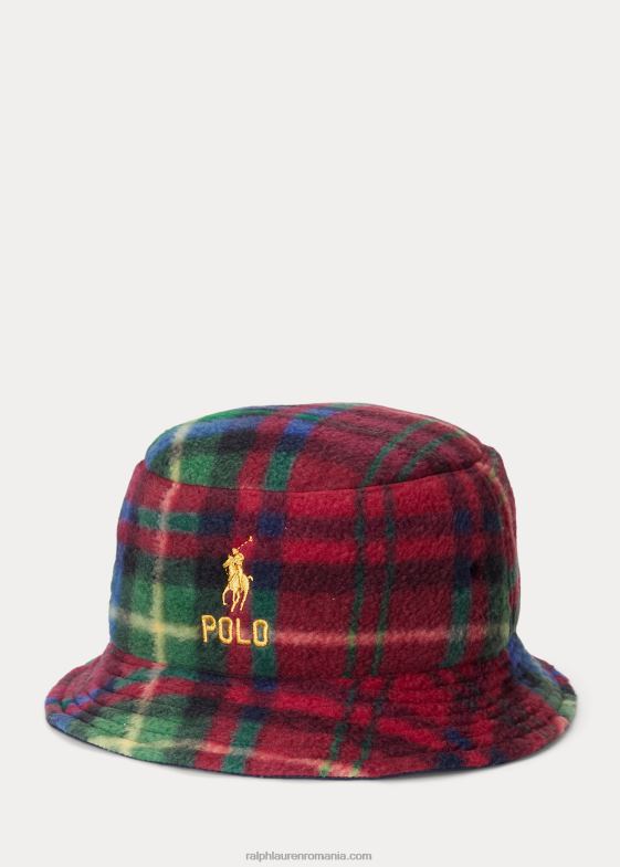 carouri roșii regale bărbați Ralph Lauren pălărie de găleată din lână în carouri 046882742