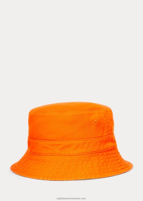 resort orange/camo multi bărbați Ralph Lauren pălărie de găleată cu oase de pește reversibilă 046882513