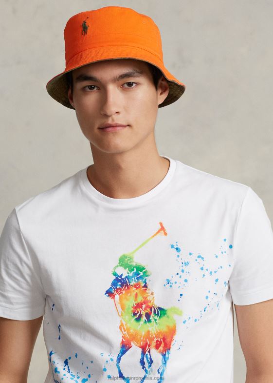 resort orange/camo multi bărbați Ralph Lauren pălărie de găleată cu oase de pește reversibilă 046882513