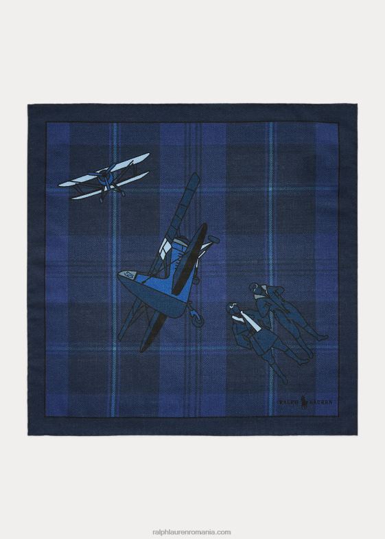 marina bărbați Ralph Lauren pătrat de buzunar din lână-mătase în carouri aviație 046882522