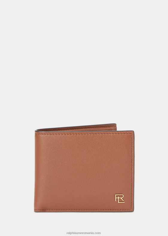 castan bărbați Ralph Lauren portofel din piele de vițel cu placă metalică 046889018