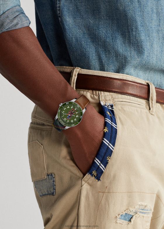bărbați Ralph Lauren ceas polo cadran verde 046889726