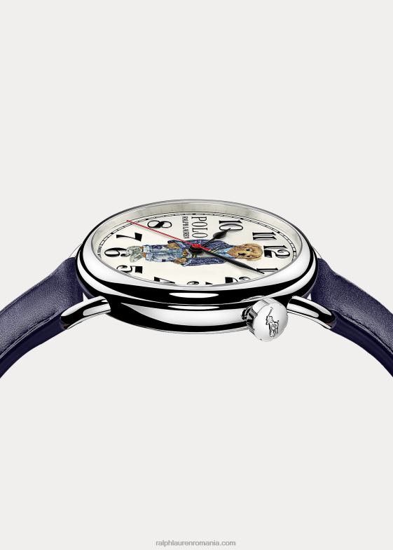 cadran alb bărbați Ralph Lauren Ceas de oțel 42 mm ursuleț polo cricket 046882801