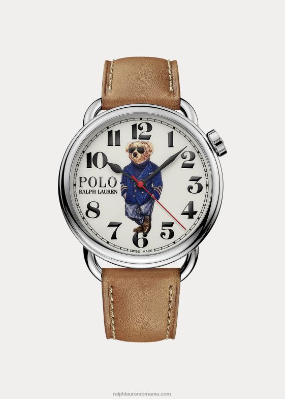 cadran alb bărbați Ralph Lauren Ceas de urs polo nautic de 42 mm 046882803