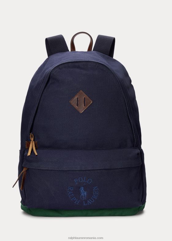 newport navy/new forest bărbați Ralph Lauren rucsac din pânză cu logo brodat 046882481