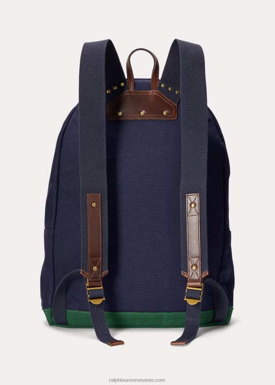 newport navy/new forest bărbați Ralph Lauren rucsac din pânză cu logo brodat 046882481