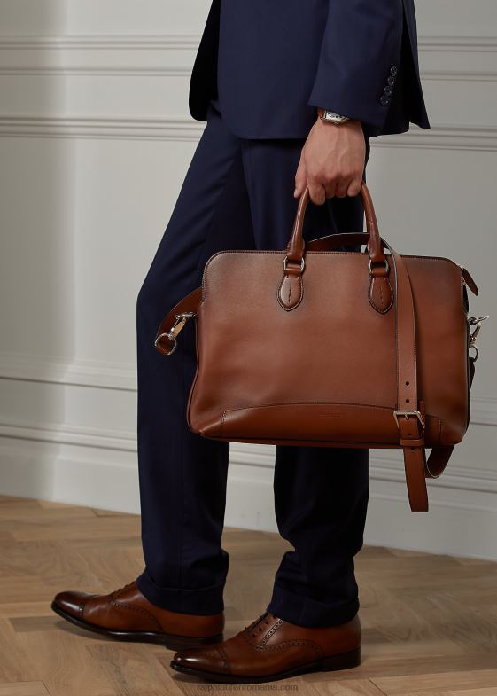 castan bărbați Ralph Lauren servieta voyager din piele de vițel lustruită 046882659