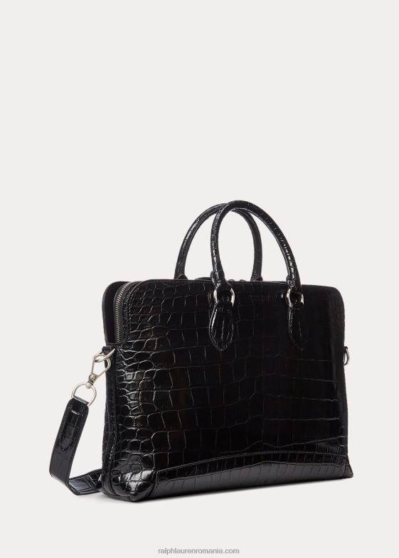 negru bărbați Ralph Lauren servietă crocodil voyager 046889016