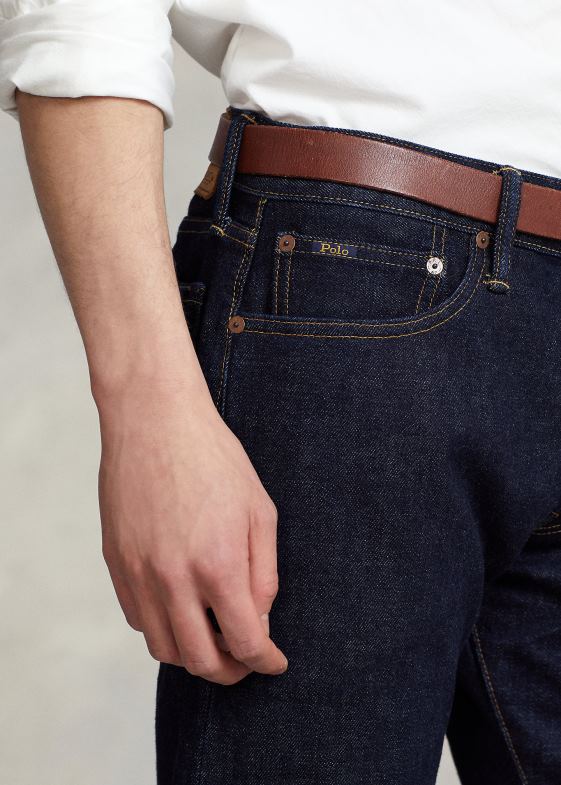 yorke selvedge stretch bărbați Ralph Lauren blugi slim cu margini drepte 04688798