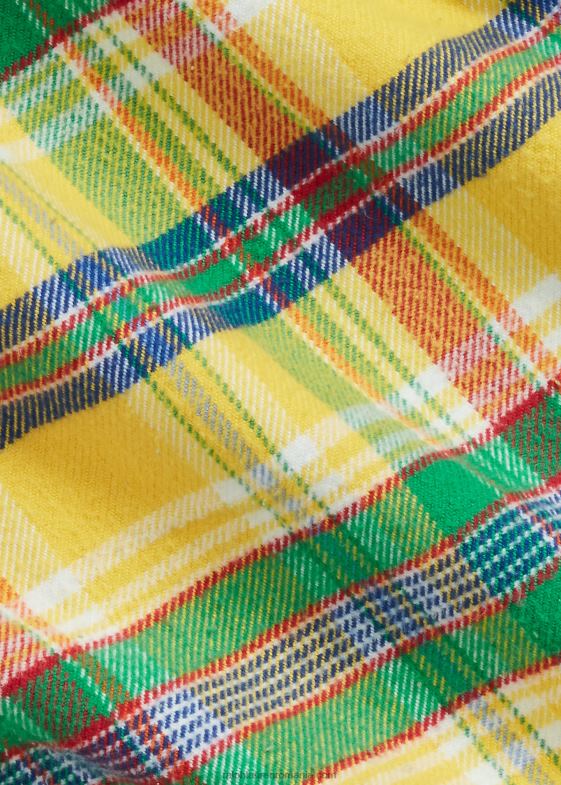 5882a multi galben/verde bărbați Ralph Lauren cămașă de flanel în carouri cu potrivire clasică 046888615