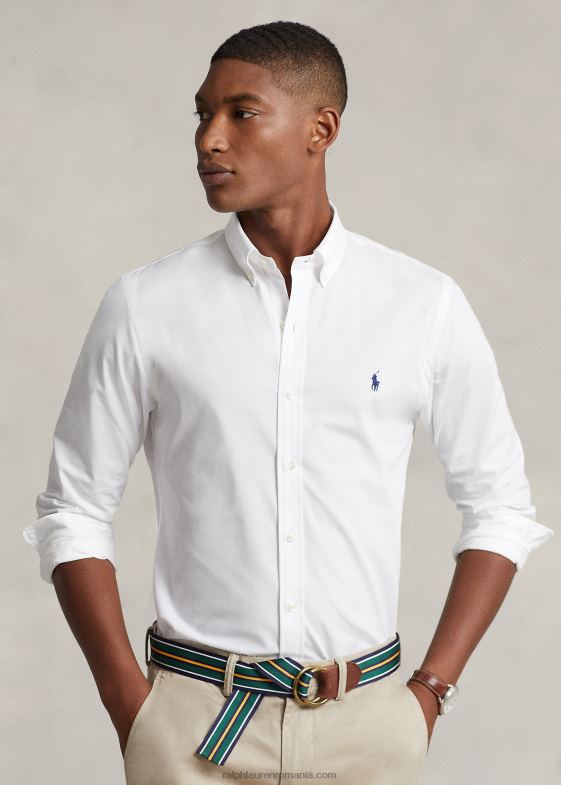 alb bărbați Ralph Lauren cămașă din poplin stretch-toate se potrivesc 04688368