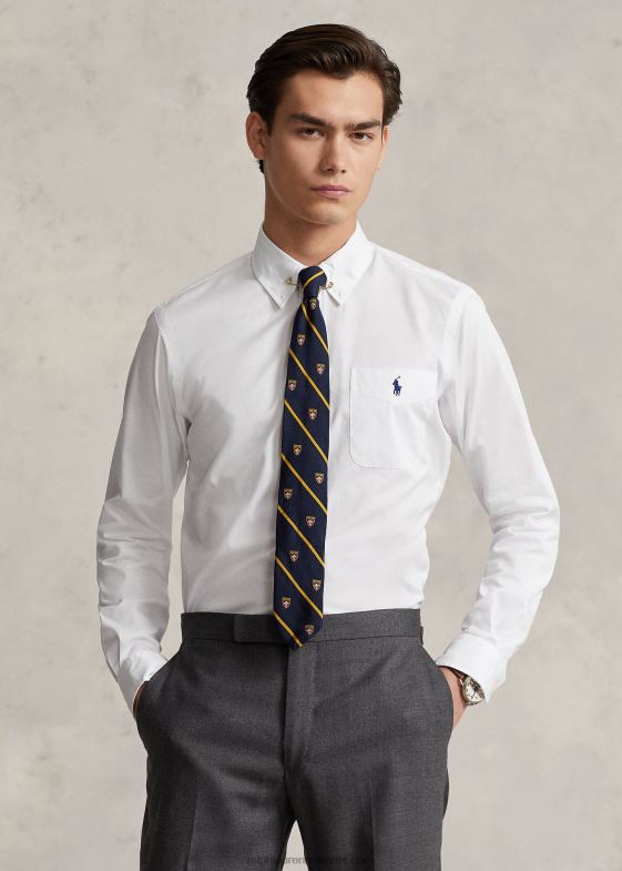 alb bărbați Ralph Lauren cămașă din twill cu greutate penă, cu potrivire clasică 04688804
