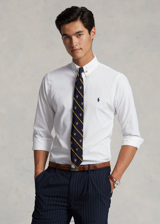 alb bărbați Ralph Lauren cămașă din twill de performanță cu potrivire clasică 0468894