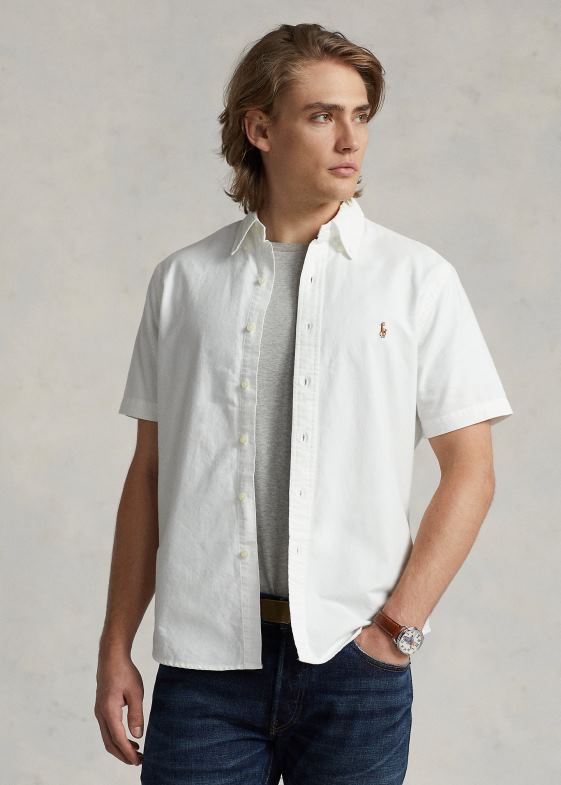 alb bărbați Ralph Lauren cămașă oxford cu potrivire clasică 04688654