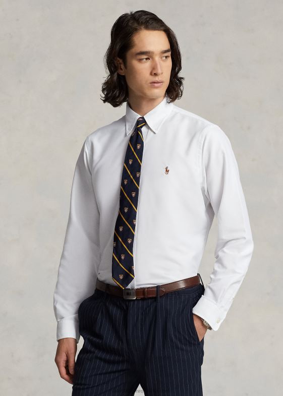 alb bărbați Ralph Lauren cămașă oxford de performanță cu potrivire clasică 04688789