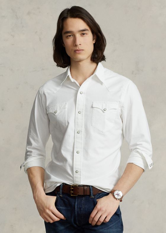 alb bărbați Ralph Lauren cămașă oxford western 04688457