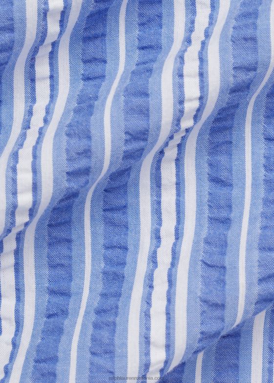 albastru alb bărbați Ralph Lauren cămașă seersucker cu dungi 046881476