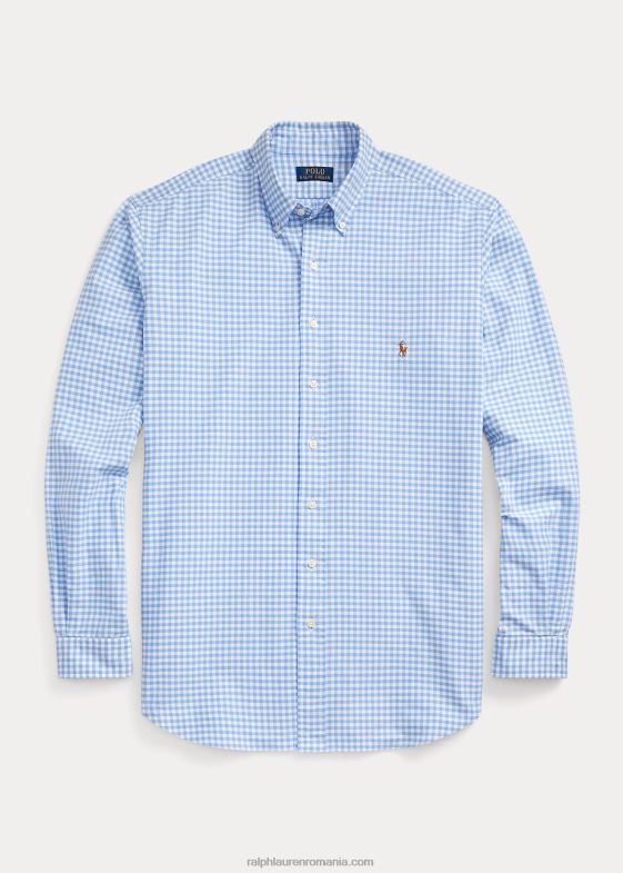 albastru deschis/alb bărbați Ralph Lauren cămașă oxford vichy 046881421