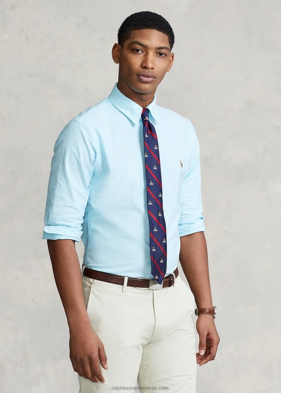 albastru egee bărbați Ralph Lauren cămașă oxford stretch slim fit 04688605