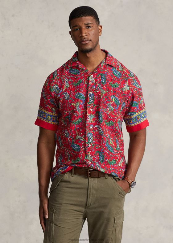 bărbați Ralph Lauren cămașă de tabără din in paisley 046881332