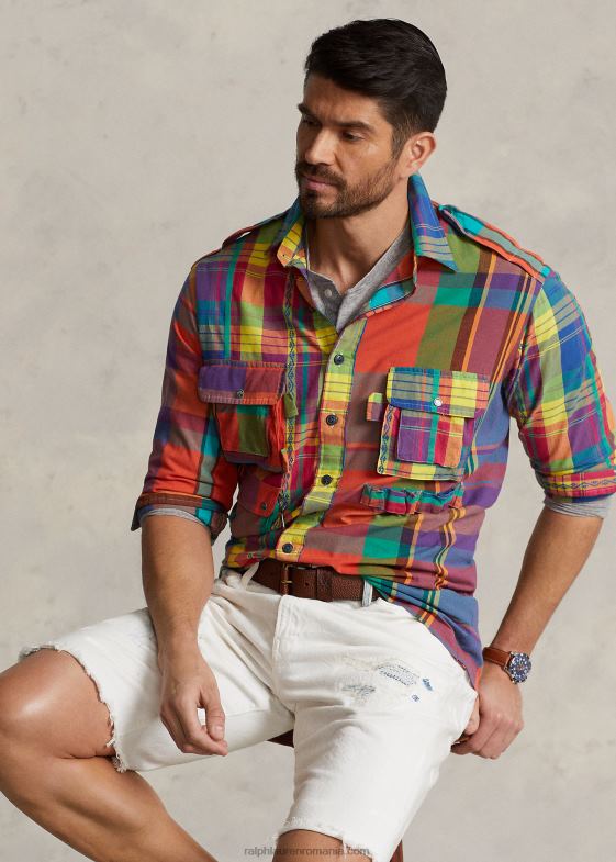 cămașă distractivă Madras bărbați Ralph Lauren madras fun overshirt 046881376