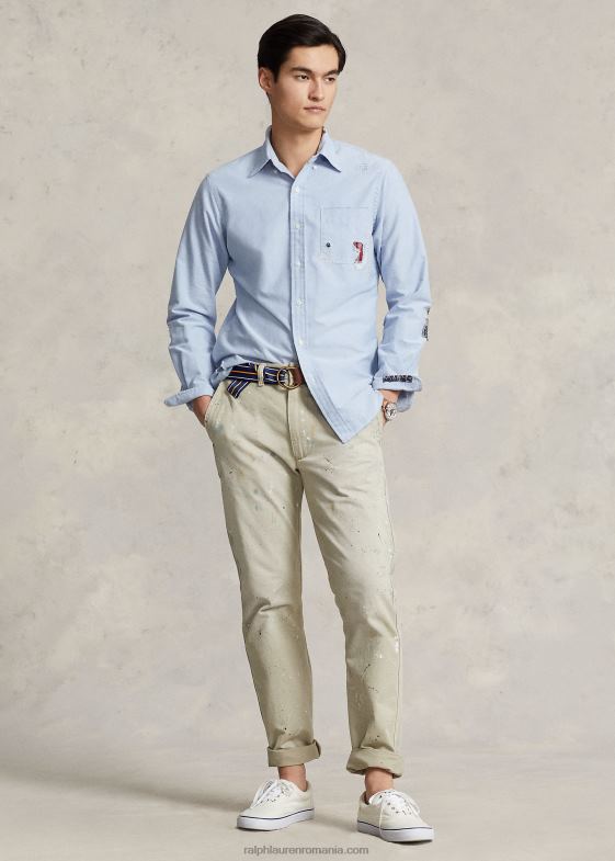 cămașă preppy reparată bărbați Ralph Lauren cămașă oxford distressed cu potrivire clasică 04688724