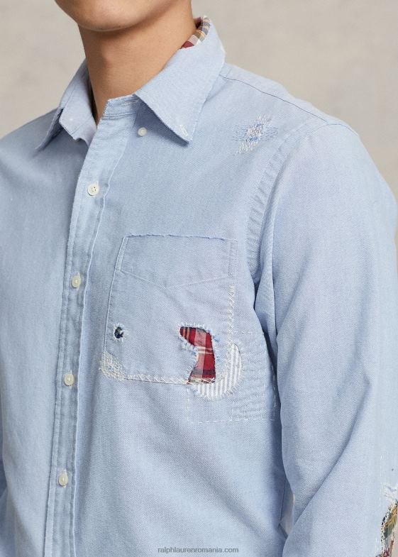 cămașă preppy reparată bărbați Ralph Lauren cămașă oxford distressed cu potrivire clasică 04688724