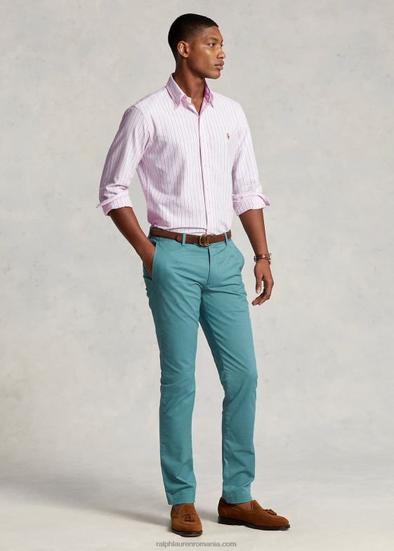 carmel roz/marine multi bărbați Ralph Lauren cămașă oxford cu dungi clasice 046888417