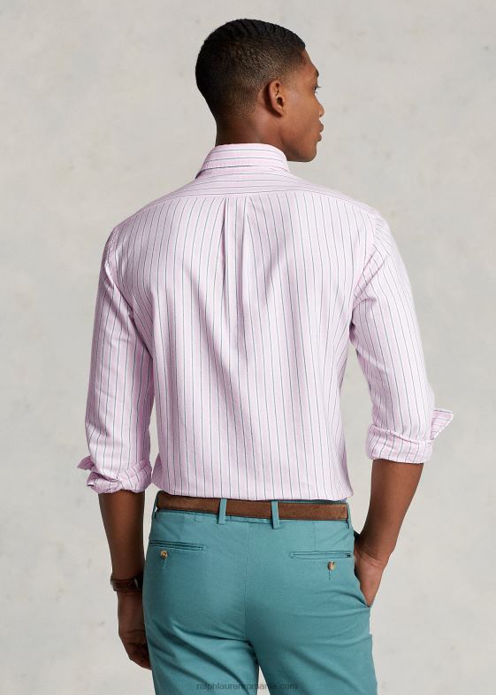 carmel roz/marine multi bărbați Ralph Lauren cămașă oxford cu dungi clasice 046888417