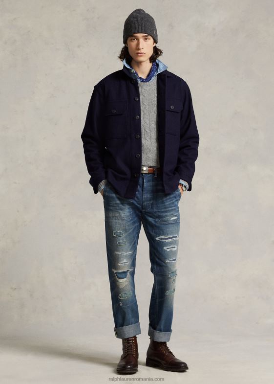 colecția marinei bărbați Ralph Lauren cămașă de lucru din amestec de lână cu potrivire clasică 046888481