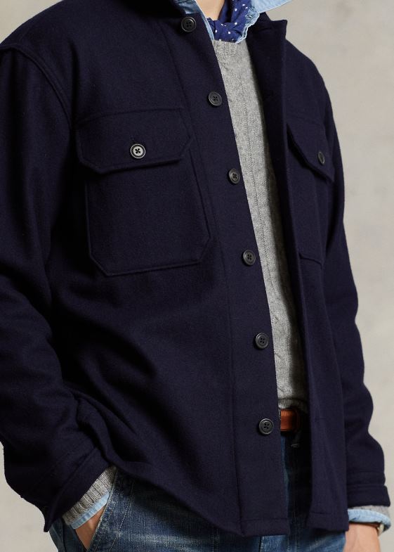 colecția marinei bărbați Ralph Lauren cămașă de lucru din amestec de lână cu potrivire clasică 046888481