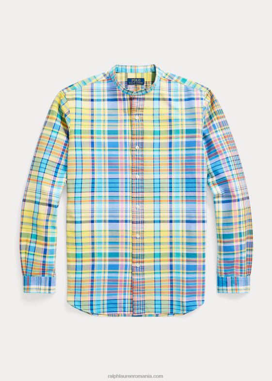 galben/turcoaz bărbați Ralph Lauren cămașă oxford în carouri cu potrivire clasică 04688970