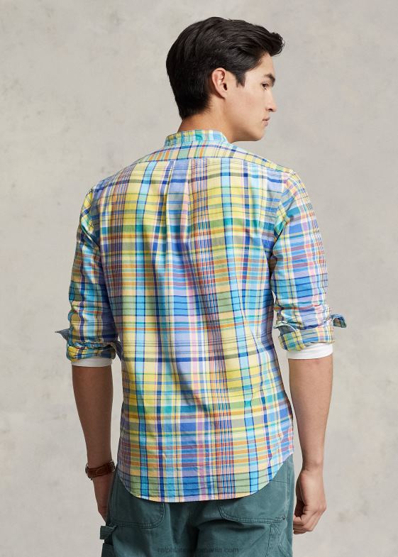 galben/turcoaz bărbați Ralph Lauren cămașă oxford în carouri cu potrivire clasică 04688970