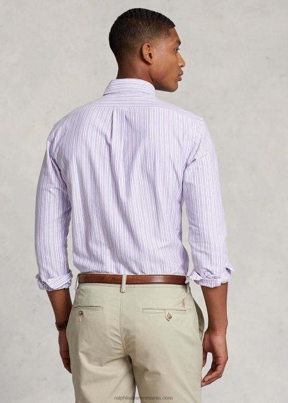 hampton purpl/navy multi bărbați Ralph Lauren cămașă oxford cu dungi clasice 046888418