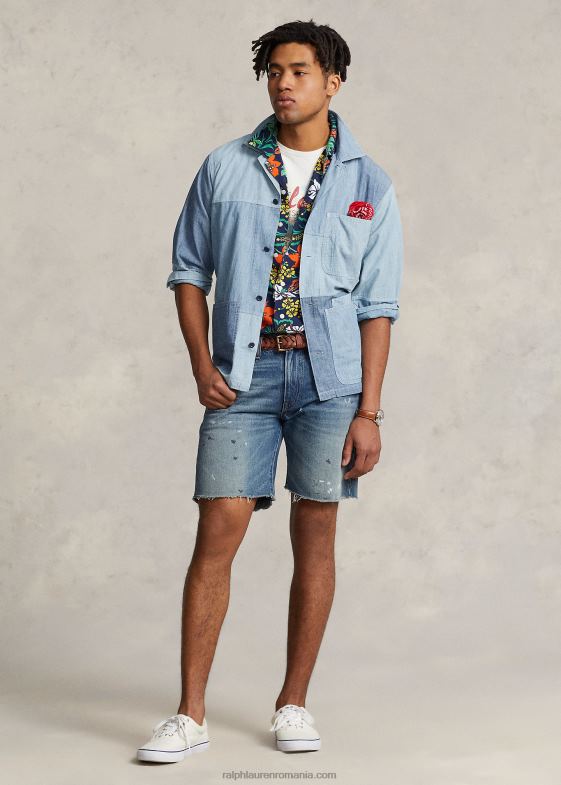 indigo bărbați Ralph Lauren cămașă din cambray mozaic cu potrivire clasică 04688957