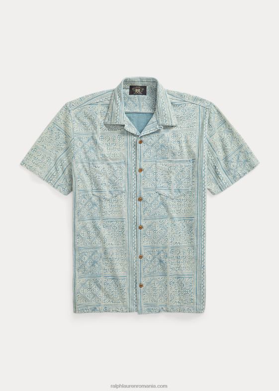 indigo/cremă bărbați Ralph Lauren cămașă de tabără din jerseu imprimat 046881735