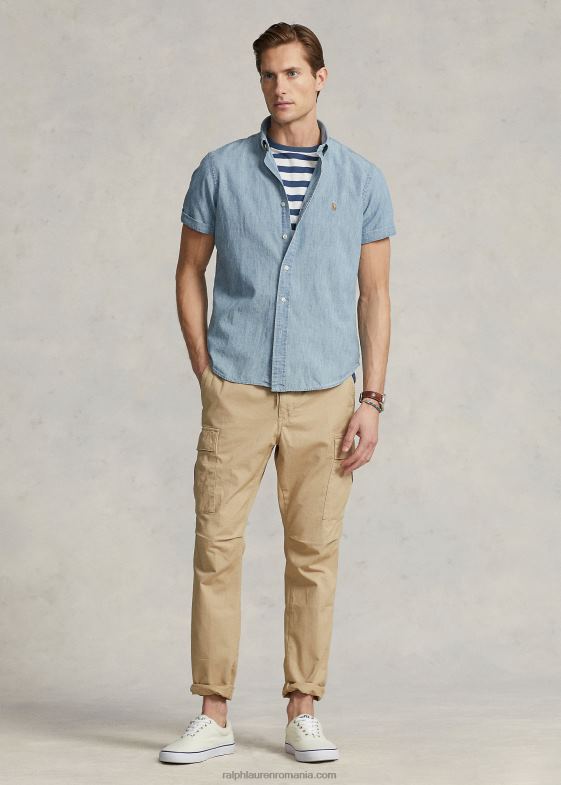 indigo deschis bărbați Ralph Lauren cămașă clasică din cambray 04688833