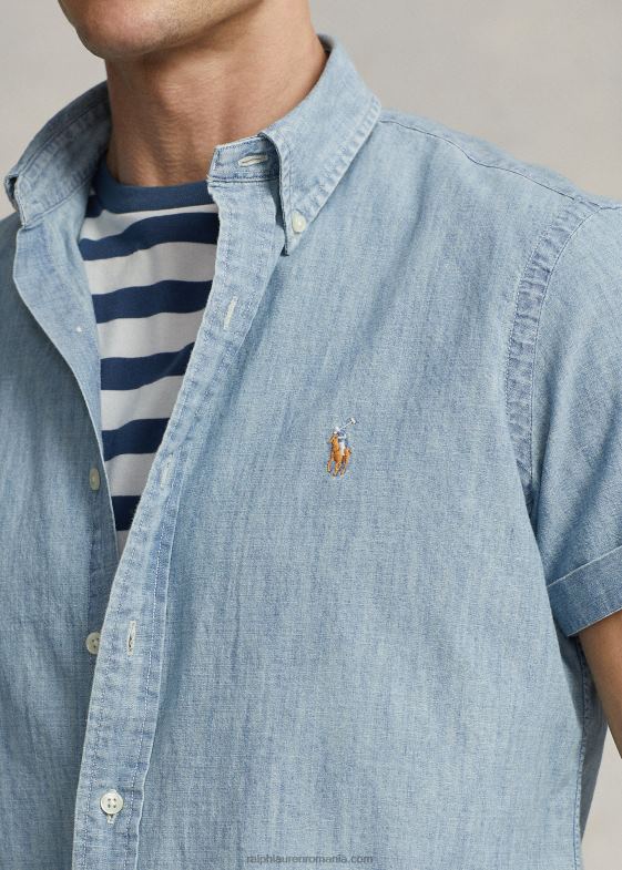 indigo deschis bărbați Ralph Lauren cămașă clasică din cambray 04688833