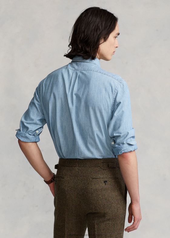 indigo deschis bărbați Ralph Lauren cămașă clasică din cambray 046888424