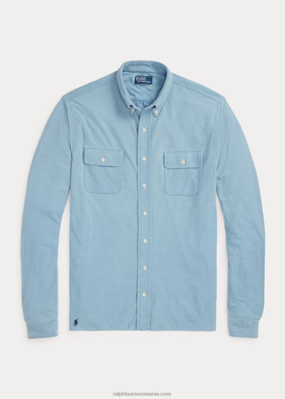 indigo deschis bărbați Ralph Lauren cămașă de lucru din cambray tricot 046881360