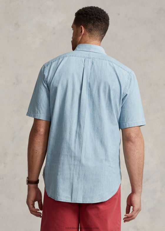 indigo deschis bărbați Ralph Lauren cămașă din cambray 046881429