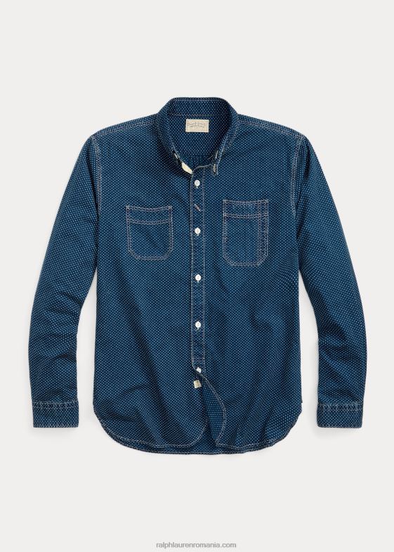 indigo închis bărbați Ralph Lauren cămașă de lucru împletită cu buline 046881771