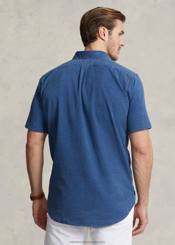 indigo închis bărbați Ralph Lauren cămașă seersucker 046881598