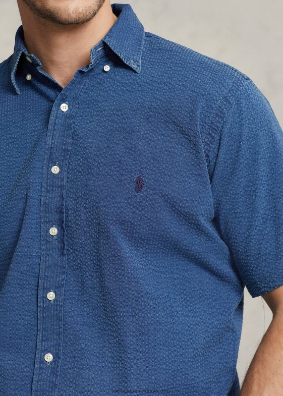 indigo închis bărbați Ralph Lauren cămașă seersucker 046881598