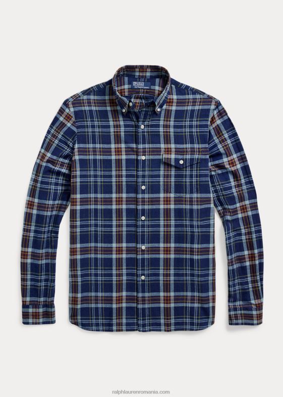 indigo/roșu multi bărbați Ralph Lauren cămașă clasică Madras 046888517