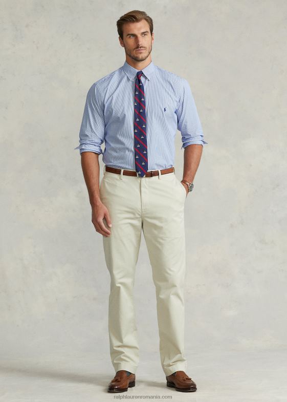 linia părului albastru/alb bărbați Ralph Lauren cămașă din poplin în dungi 046881680