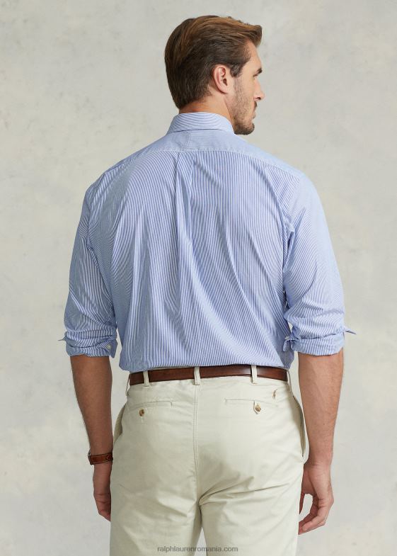 linia părului albastru/alb bărbați Ralph Lauren cămașă din poplin în dungi 046881680