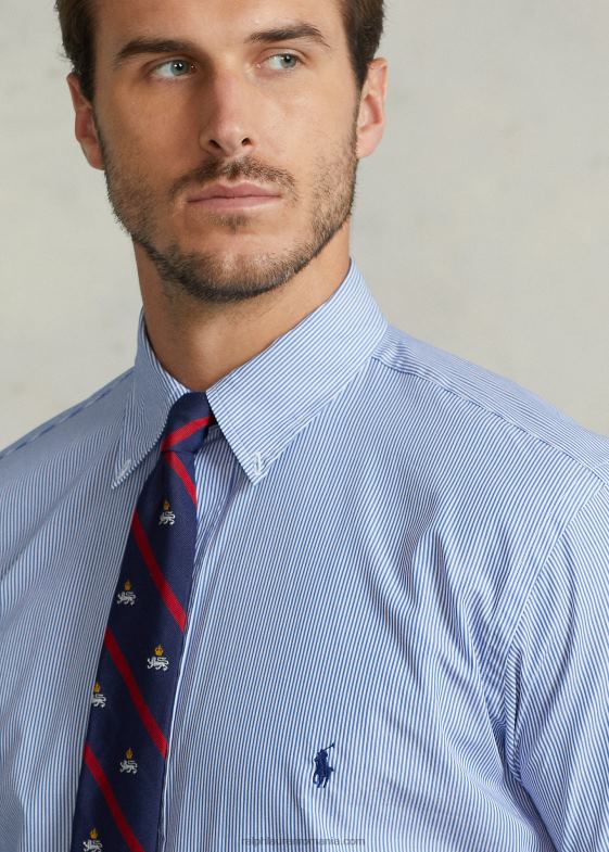 linia părului albastru/alb bărbați Ralph Lauren cămașă din poplin în dungi 046881680